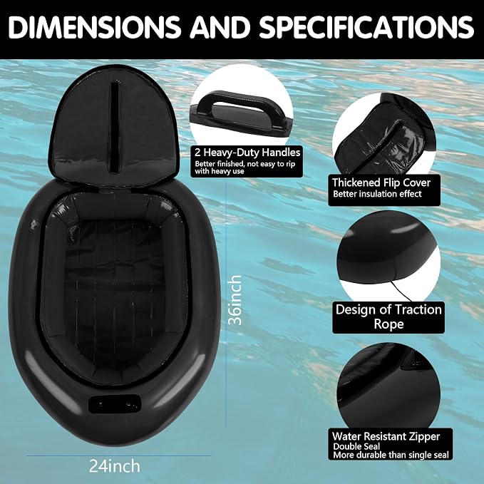WILLBOND Inflatable River Floating Cooler Tow Behind, 38 Qt Insulated Heavy Duty PVC Kayak Floating Cooler with Handle for Outdoor Kayaking Rafting Boating Fishing and River Tubing