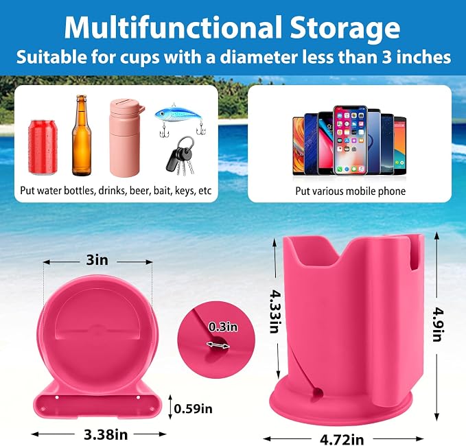 Paddleboard Cup Holder, Paddle Board and Kayak Drink Holder, 2-in-1 Drink & Phone Holder, Paddleboard Accessory for Surfboards, Canoes, SUPs, Kayaks, Boats (Red)