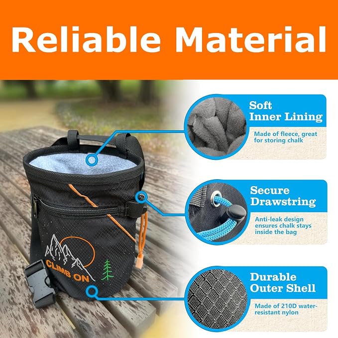 Chalk Bag + Ball for Rock Climbing, Bouldering, Top Rope | Climb On