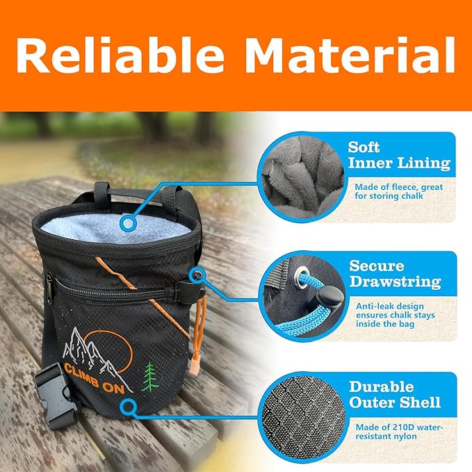 Chalk Bag + Ball for Rock Climbing, Bouldering, Top Rope | Climb On