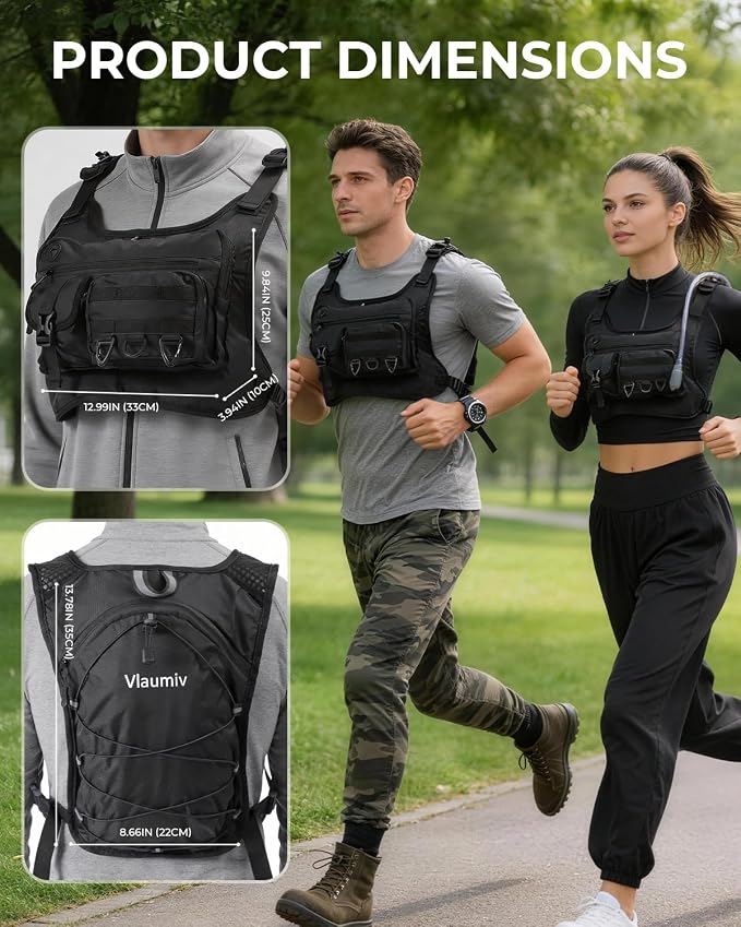 Hydration Backpack with 2L Water Bladder, Lightweight Running Vest for Women Men, 6L Breathable Adjustable Water Backpack with Reflective Strips for Hiking, Cycling, Marathon