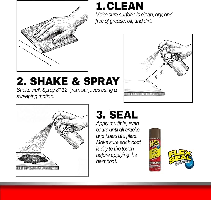 Flex Seal, 14 oz, Brown, Stop Leaks Instantly, Waterproof Rubber Spray On Sealant Coating, Perfect for Gutters, Wood, RV, Campers, Roof Repair, Skylights, Windows, and More