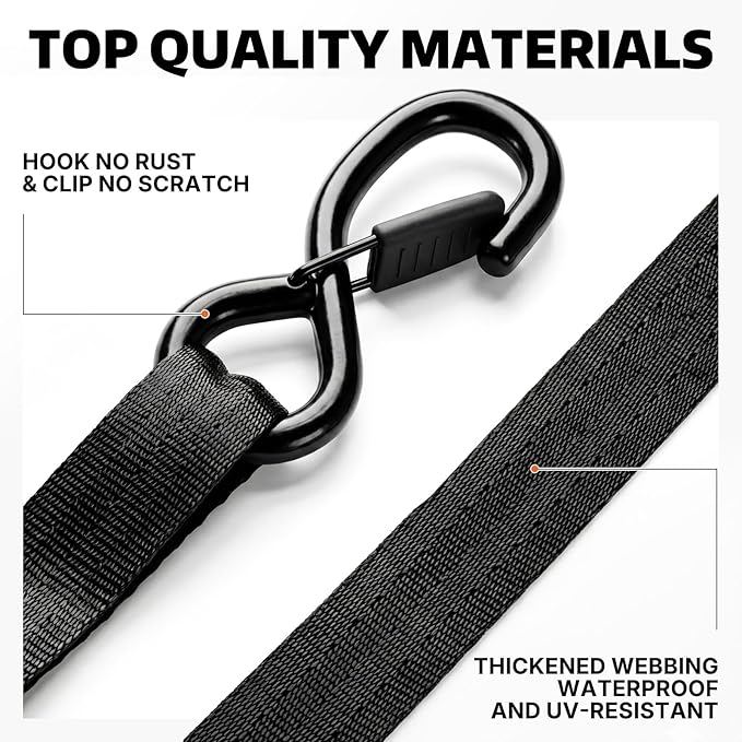 AUTOBOTS Retractable Ratchet Straps (2-Pack) 1” X 10ft (1,800lb Break Strength) - Heavy Duty Auto Self Tie Down Straps with (4) Tie Down Anchor for Cargo Trailer, Truck, Motorcycle, ATV, UTV