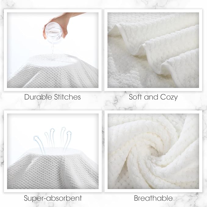Peryiter Oversized Bath Towels Set of 6 for Adults 40x80 Inches Extra Large Bath Towel Sets Bathroom Sheets Jumbo Shower Towels Quick Dry Absorbent Soft Microfiber for Adults(White)