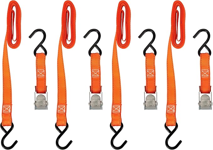KEEPER Hampton PROD 1”x 10' Cam Buckle Tie-Down, 4 Pack - 300 lbs. Working Load Limit and 900 lbs. Break Strength