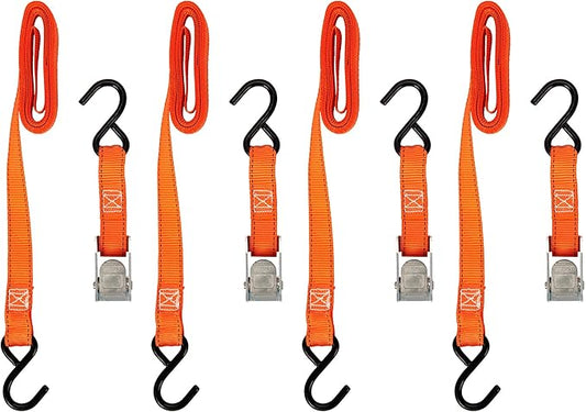 KEEPER Hampton PROD 1”x 10' Cam Buckle Tie-Down, 4 Pack - 300 lbs. Working Load Limit and 900 lbs. Break Strength