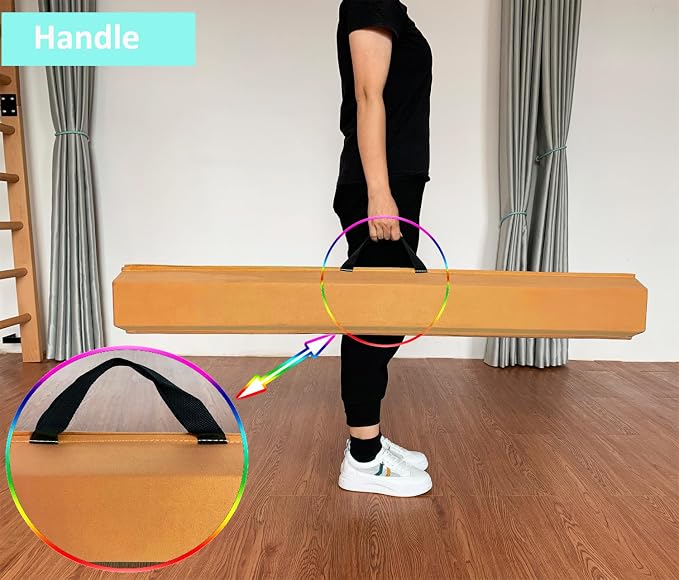 MARFULA 6 FT / 8 FT / 9 FT Folding Gymnastics Beam Foam Balance Floor Beam - Extra Firm - Suede Cover - Anti Slip Bottom with Carry Bag for Kids/Adults Home Use