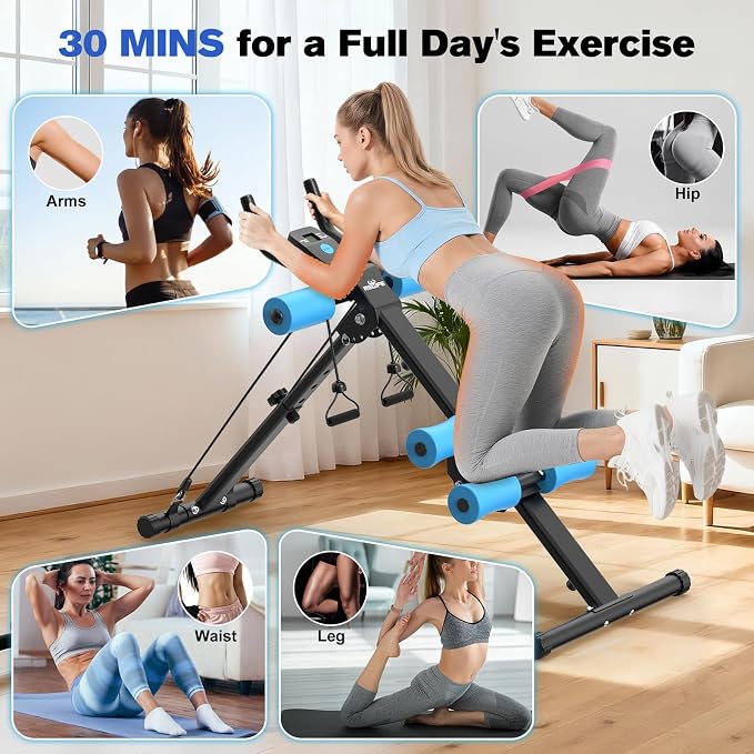 RELIFE REBUILD YOUR LIFE AB Workout Machine Adjustable Ab Trainer Machine Foldable Ab Cruncher Strength Training Equipment for Home Gym, Full Body Workout Equipment 440 LBS