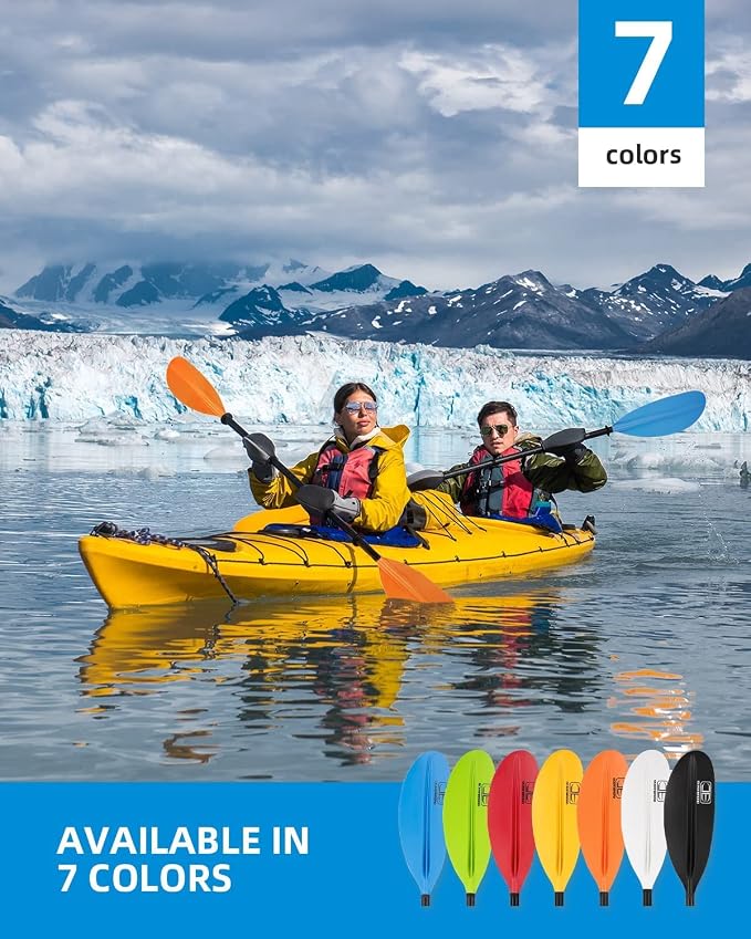 OCEANBROAD Kayak Paddle 86in/218cm, 90.5in/230cm, 95in/241cm Alloy Shaft Kayaking Boating Canoeing Oar with Paddle Leash