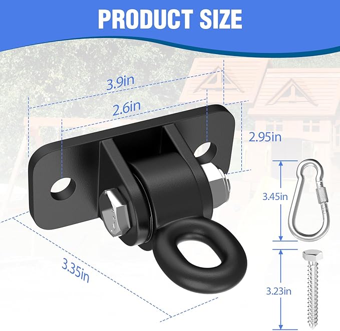 BETOOLL Swing Hangers with Bearing, Heavy Duty Porch Swing Hanging Kit for Outdoor Playground Tree Indoor Ceiling Mount Hardware Brackets Hooks for Yoga Hammock Punching Bag Accessories 4PCS Black