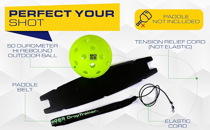BOSS Pickleball Trainer Ball with String - Pickleball Rebounder for Dink Practice & Hand Eye Coordination