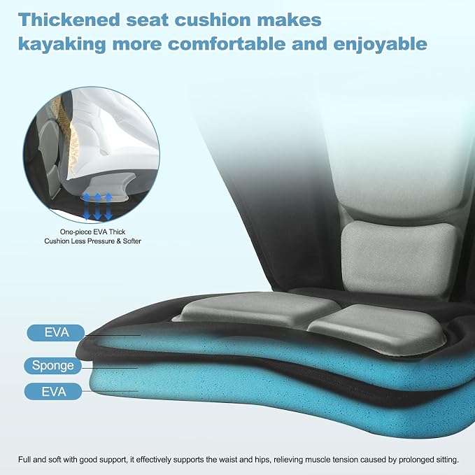 Thickened Kayak Seat,Kayak Seats with Back Support– Cushioned Canoe Backrest with Sit-On-Top Design, Padded Back Support for SUP Paddle Boards, Rafting, Fishing