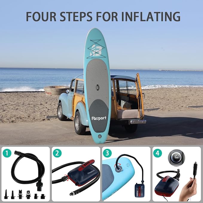 Electric Paddle Board Pump, 20PSI SUP Air Pump with Inflation & Deflation Functions & 12V DC Car Connector, Portable Quick Inflator for Inflatable Paddleboard, Kayaks, Boats and Air Mattresses