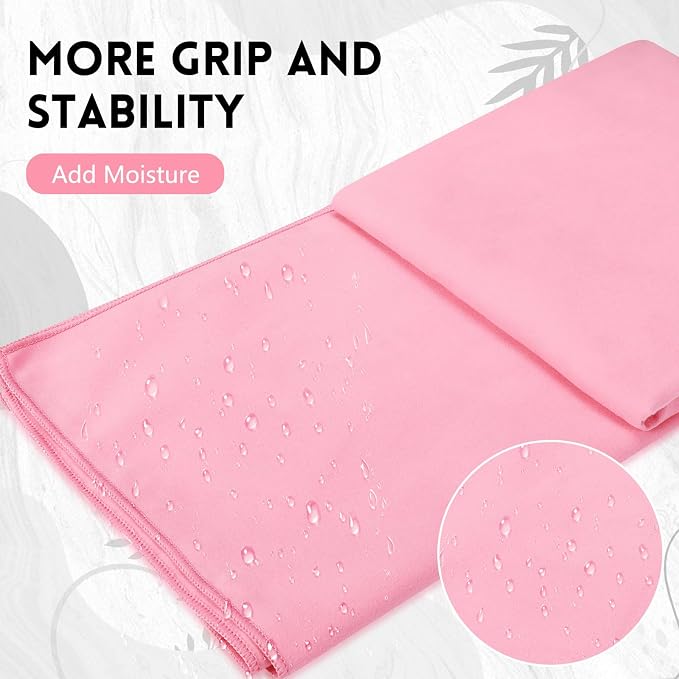 Breling 4 Pack 72" x 24" Hot Yoga Towel Non Slip Microfiber Mat Towel Sweat Absorbent Soft Pilates Mat Essentials for Hot Yoga Pilates Exercise(Purple, Pink, Blue, White)