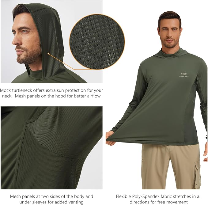 BASSDASH Men’s UPF 50+ Graphic Fishing Hoodie Shirts UV Sun Protection Long Sleeve Moisture Wicking Performance FS48M