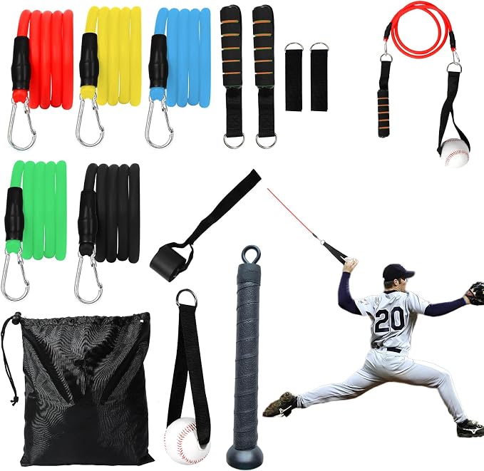 Davllin Baseball Resistance Trainer,Training Aid for Baseball Softball Pitchers,Interchangeable Grips to Build Arm Strength,Arm Bands for Baseball Players,Baseball Throwing Trainer,Great to Warm-Up