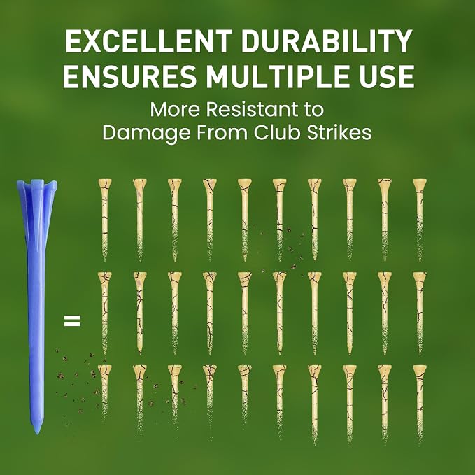 FINGER TEN Golf Tees Plastic Unbreakable Easy to Find Bulk Value 200/500/1000 Count, 2 3/4 3 1/4 Inch Tee Driving Range Reduce Friction, Green Red White USA Flag Practice
