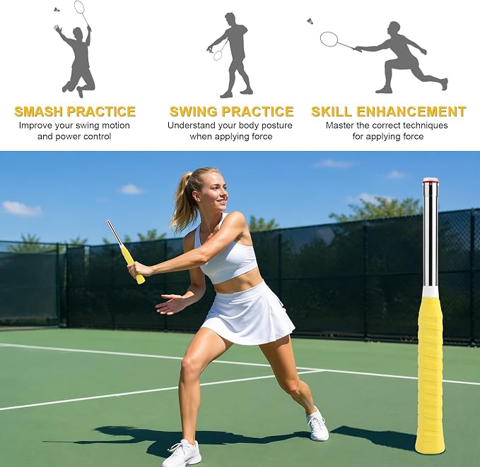 Badminton Power Trainer, Sound Feedback Badminton Swing Trainer with 33N Magnetic Resistance & Non-Slip PP Handle for Correct Technique, Training Equipment for Beginners Pros
