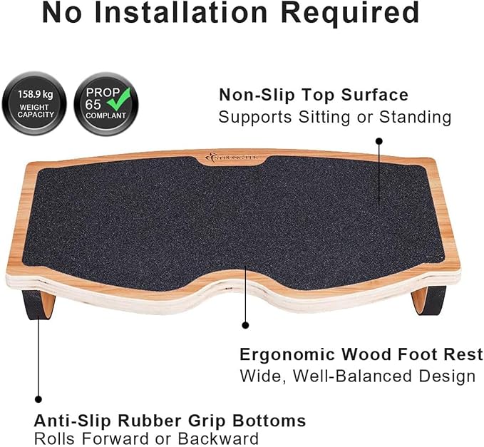 StrongTek Single-Leg Balance Board and Rocking Foot Rest Set, Single-leg ankle trainer with carry bag and exercise guide plus 18 in rocking wood foot rest for balance and desk use