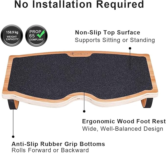 StrongTek EVA Foot Stretch Pad and Rocking Foot Rest Set, High-Density EVA Calf Stretching Block Plus 18 in Rocking Wood Foot Rest for Foot Stretching, Desk Comfort, and Home use