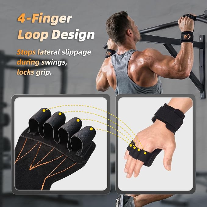 Sylong Gymnastics Hand Grips for Cross Training, Pull ups, Weight Lifting, Gymnastics; Effectively Plam Protection; offering a larger coverage area than standard grips，for Men and Women