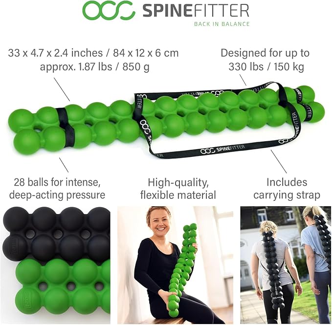 SPINEFITTER by SISSEL Green | Massager for Back & Balance | Back Trainer relieves Tension and blockages Ideal for Pilates and Yoga | to Relax The Spine | for Home & Practice