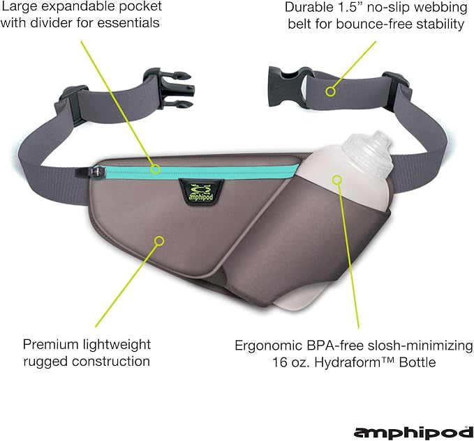 Amphipod High Five-K Bottle Pack, Runners Hydration Waist Belt for 5K/10K, Ultra Running & Walking, Men & Women