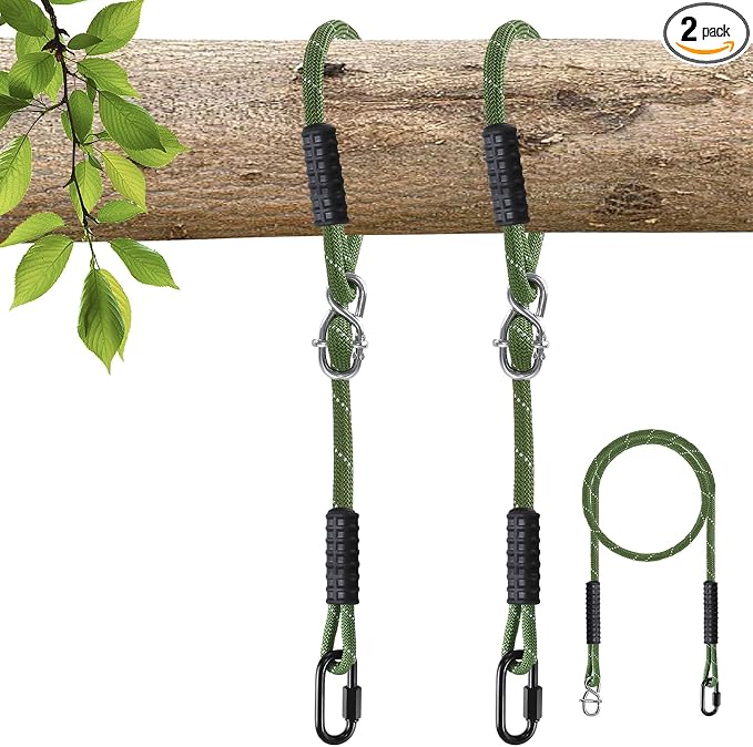 Tree Swing Ropes Heavy Duty,Adjustable Extendable Hammock Hanging Straps for Outdoor Swings Hammock Playground Set Accessories， 5.6Ft(67") of 2Pack, Green