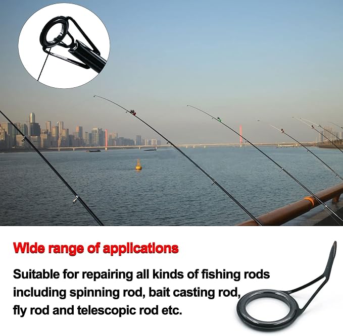 FishTrip Rod Repair Kit 40&85pcs Fishing Rod Tip Guide Repair kit Single Leg Ceramic Ring Fishing Pole Eyelets Replacement Kit