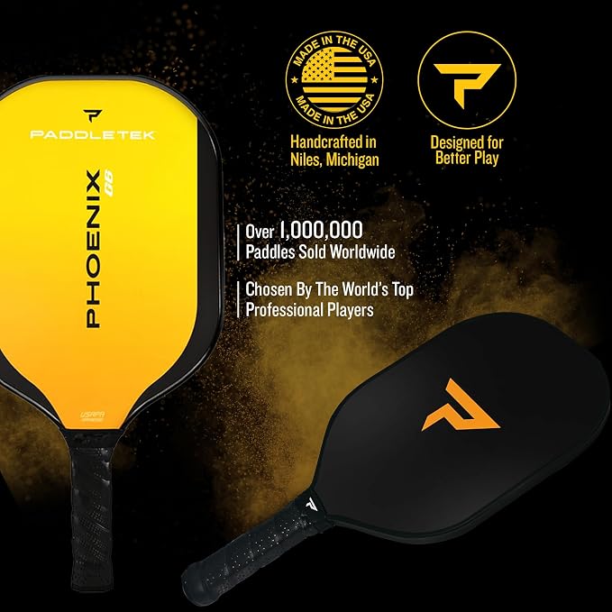 Paddletek Phoenix G6 Pickleball Paddle | Professional Pickleball Paddles with Honeycomb Core, Polycarbonate Surface, Graphite PolyCore & High Tack Performance Grip | USAPA Approved