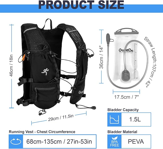 Running Vest with Adjustable Chest Straps for Women Men Hydration Vest for Marathon Jogging Hiking Cycling