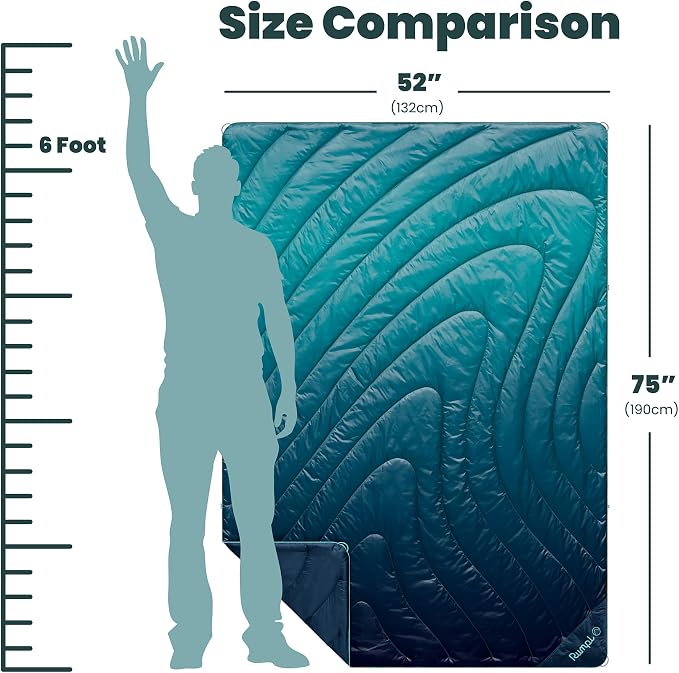 Rumpl Original Puffy 1-Person Blanket for Camping and Outdoors, Ocean Fade