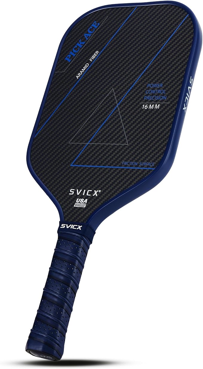 Carbon Fiber Pickleball Paddle 16mm – Professional Pickleball Paddles with Superior Control, Power & Spin – Extended Handle for Two-Handed Grip, USAPA Approved
