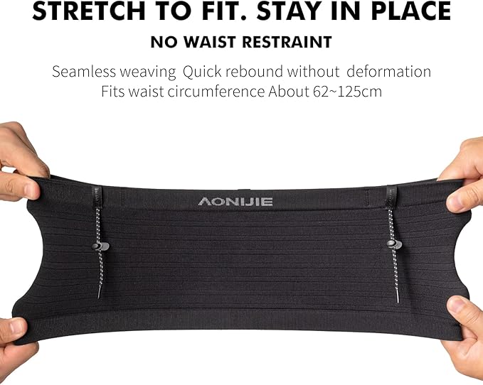 Running Belt for Men Women with 250ml Water Bottle, Lightweight Reflective Waist Pack for Running, Hiking, Training - L
