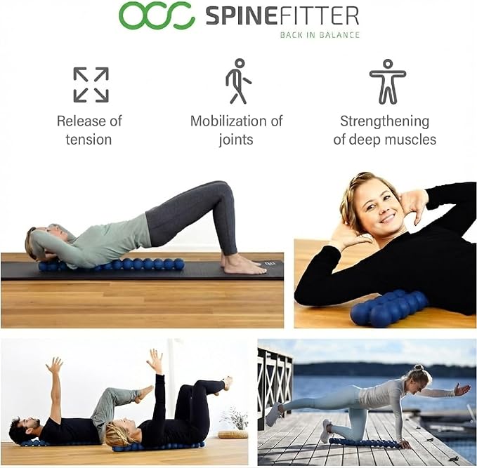 SPINEFITTER by SISSEL Blue | Massage Device for Back & Balance | Back Trainer Relieves Tension & Blockages | Ideal for Pilates and Yoga | for Relaxation of the Spine | for Home & Professional Use