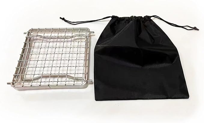 MDUG Ultralight Mini Camp Grill with Foldable Legs – 304 Stainless Steel Grate, Portable Gas Stove & Campfire Stand, Compact Grill Grid for Backpacking/Camping/Hiking/Picnic/Travel/Fishing (Weave)