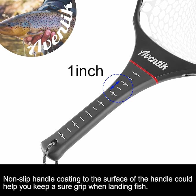Aventik Fly Floating Fishing Net Carbon Fiber Landing Trout Net Light Weight Clear Rubber Ghost Net Catch & Release