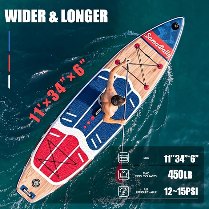 Inflatable Stand Up Paddle Board - Ultra Stable Wide Paddle Boards of All Skill Levels, Full-Color Gradient Design, Anti-Slip EVA Deck with Premium Accessories