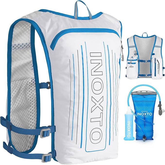 INOXTO Running Hydration Vest Backpack,Lightweight Insulated Pack with 1.5L Water Bladder Bag Daypack for Hiking Trail Running Cycling Race Marathon for Women Men