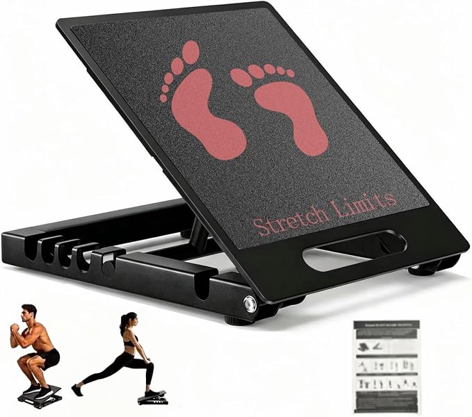 Slant Board for Calf Stretching, Heavy Duty Steel Squat Wedge, 5-Level Adjustable Incline Board, 650 lb Weight Capacity for Heel Elevated Squats, Weightlifting, Calf Stretch & Physical Therapy