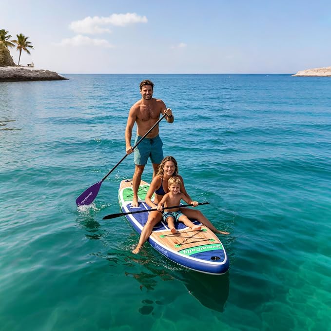 Inflatable Stand Up Paddle Board - Ultra Stable Wide Paddle Boards of All Skill Levels, Full-Color Gradient Design, Anti-Slip EVA Deck with Premium Accessories