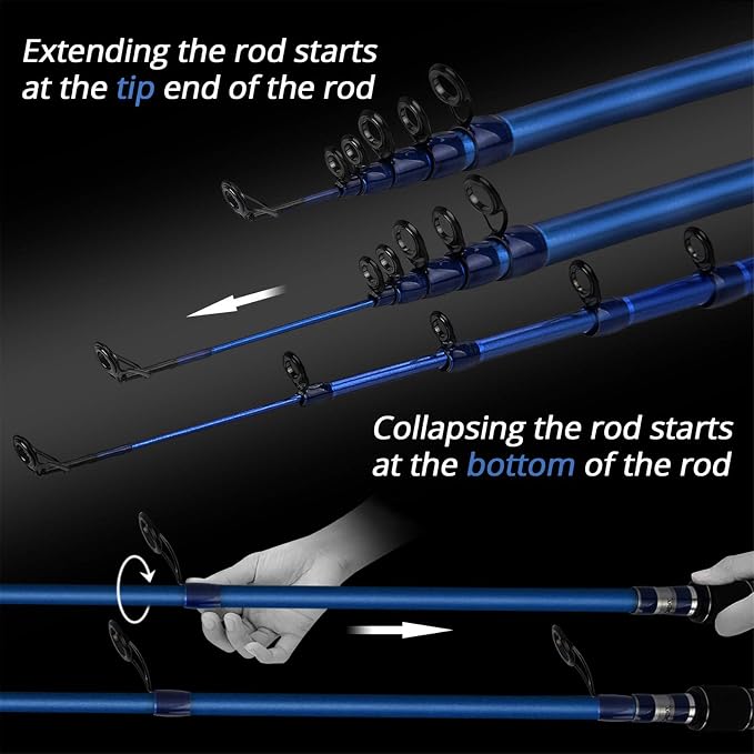 KastKing Compass Telescopic Fishing Rods and Combo, Easy to Travel | Sensitive Graphite Composite Blank, Easy to Travel, Packs to Just 17" in Length, Stainless Guides and Ceramic Rings