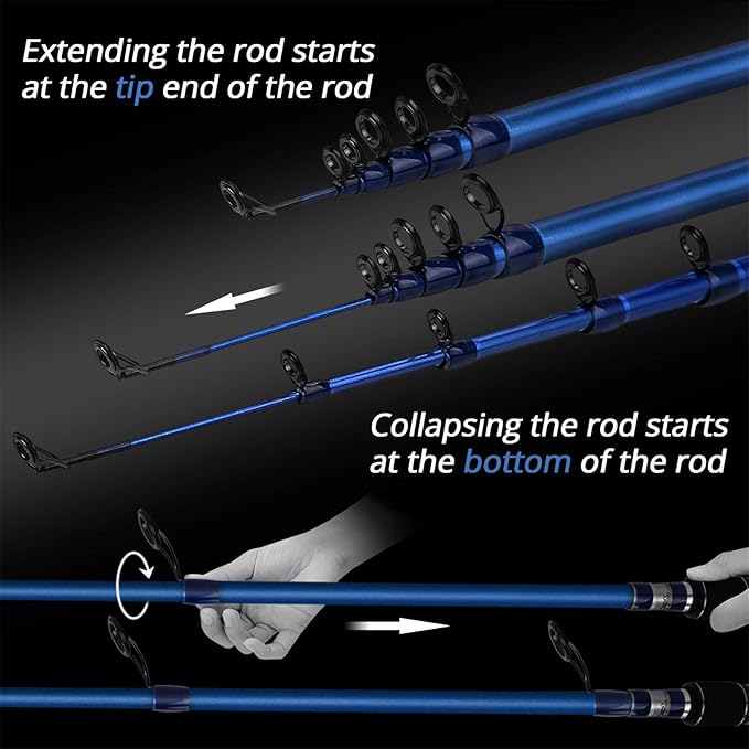 KastKing Compass Telescopic Fishing Rods, Spinning Rod,7ft - Medium Heavy - Moderate Fast & KastKing Centron Spinning Reel, Size 500 Fishing Reel