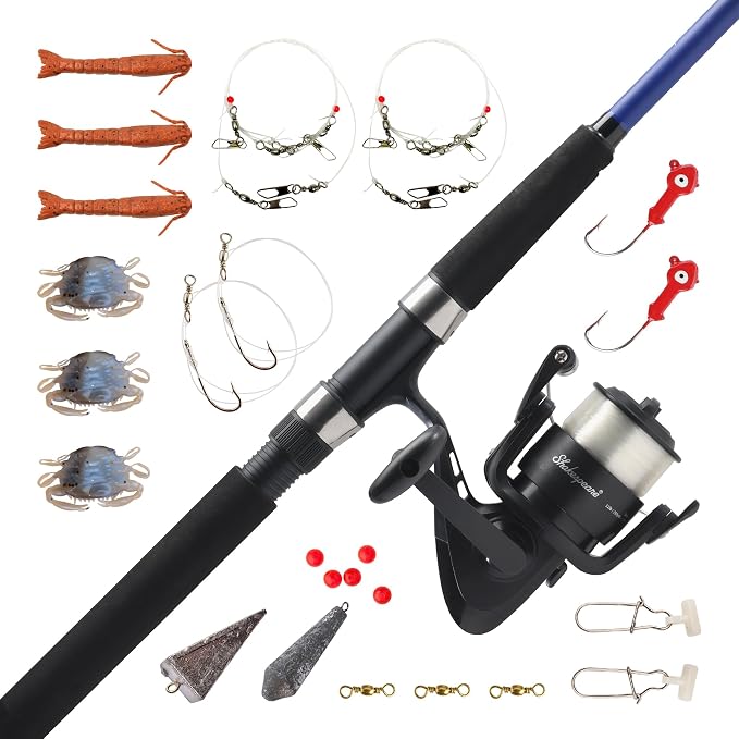 Shakespeare Catch More Fish Spinning Reel and Fishing Rod Combo with Kit