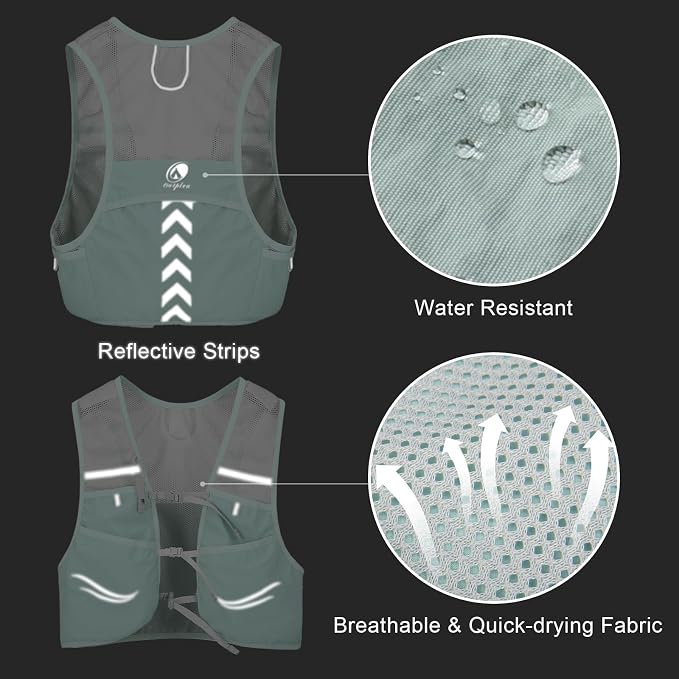 Lightweight Running Vest with 2pcs 500ml Water Bottle for Men Women, Reflective Water Vest Hydration Pack Hydropack for Hiking, M/L