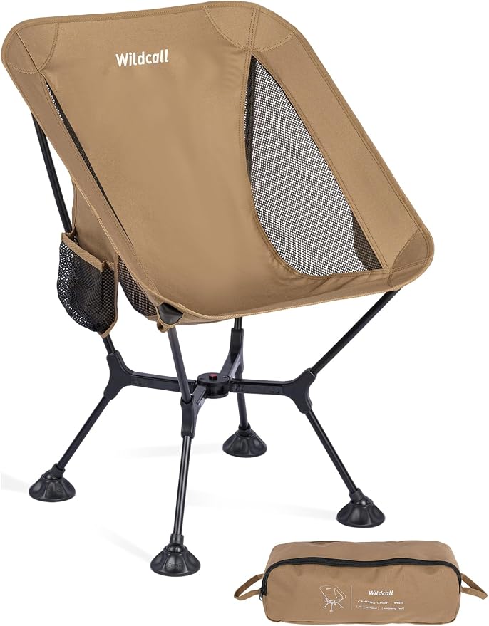 WildCall Lightweight Folding Camping Chair Quick Setup Frame Beach Chair Compact Backpacking Chair with Anti-Sink Feet
