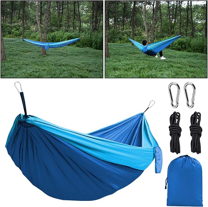 Camping Hammock with Heavy Duty Tree Straps, 660lbs Portable Hammock Tent for Outside, Outdoor Camper Hiker Essentials for Hiking Backpacking Backyard Beach(Glue)
