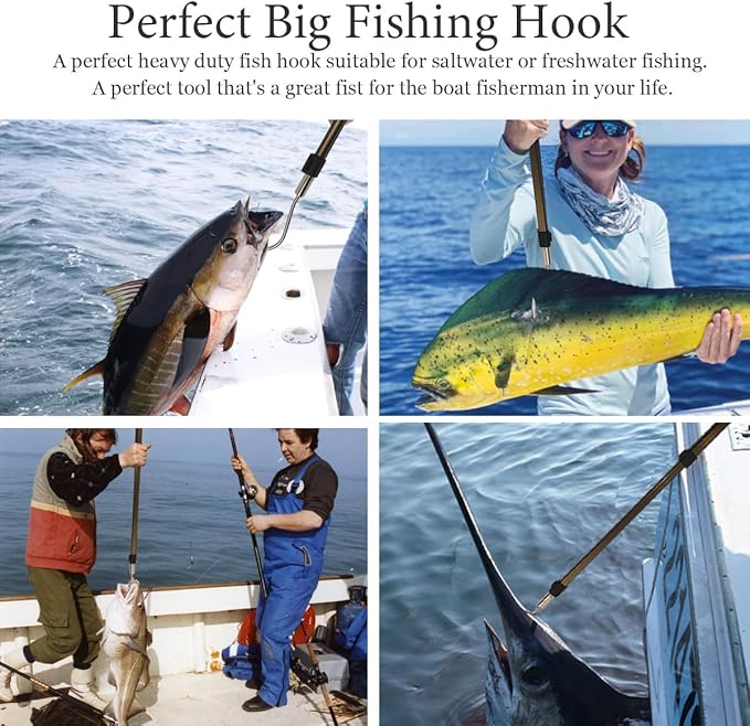 Dutiplus Telescopic Fish Gaff with 1~5 Teeth Assorted harpoons Barbed, Sea and Ice Fishing Spear Gig for Hunting Fish Frog Mole
