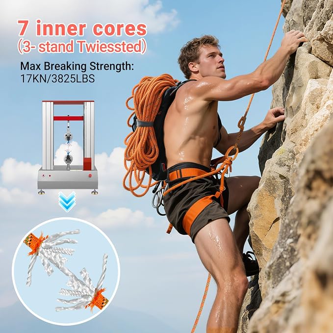 10mm/12.7mm Arborist Rope,3825lbs-9000lbs Double Braided Arborist Bull Rope for Tree Rigging & Pulling,Heavy Duty Rope for Tree Work,Rappelling, Swing Sailing Hiking Camping