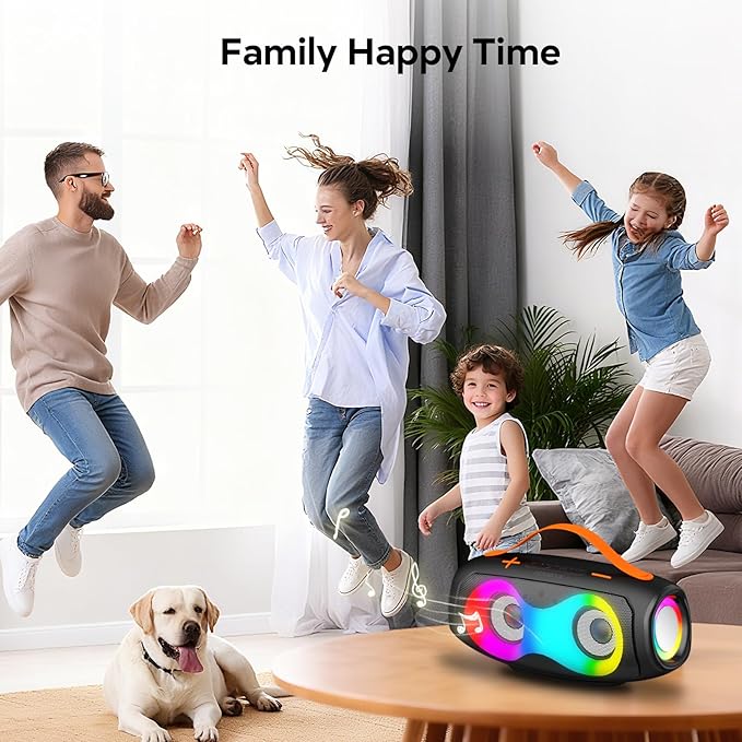 Portable Bluetooth Speaker,IPX5 Waterproof WirelessSpeaker with Dynamic Lights,TWS Pairing to 40W Stereo Sound,Bluetooth 5.0,20H Playtime, Outdoor/Home SmallSpeakers as Gifts for Kids Teens or Women